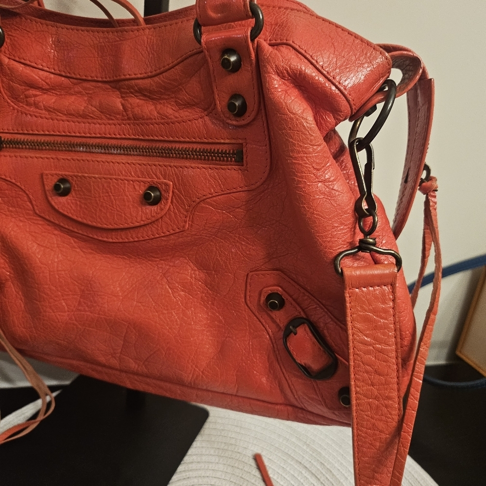 Balenciaga Small City Moto Crossbody Bag 🍊 Rare Orange Red - Picture 5 of 17